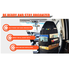 Deluxe Denim Seat Car Organizer with Seat Back Storage Pockets and Bag Dispensers