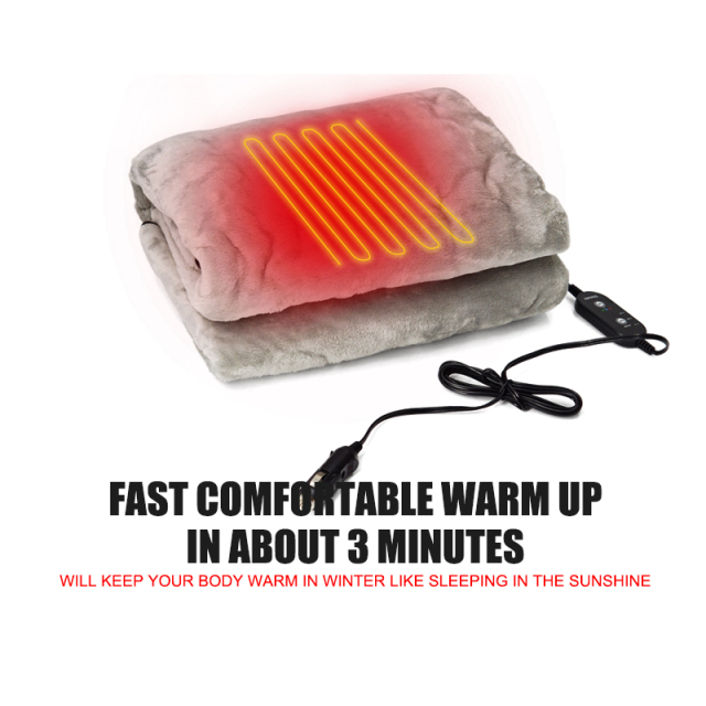 Electric Car Blanket Heated 12 Volt Travel Throw For Car and RV For Cold Weather Machine Washable