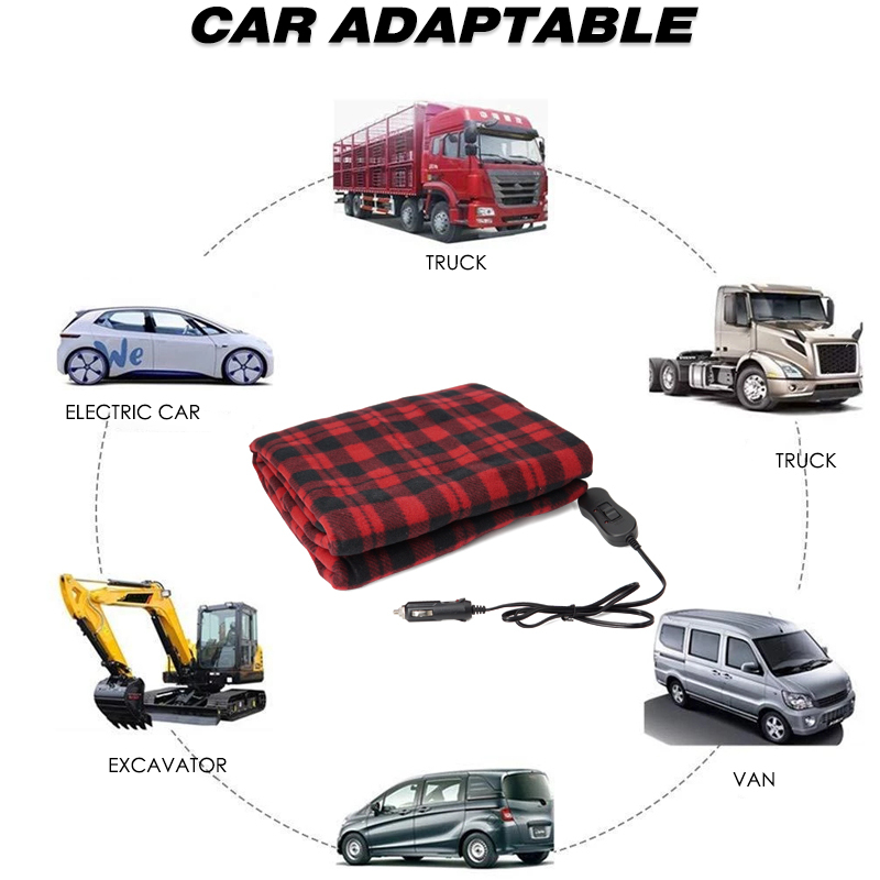 Electric Car Blanket Heated 12V Fleece Travel Blanket For Car and RV For Cold Weather