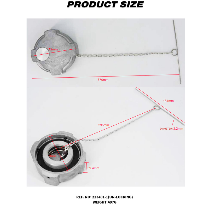 Aluminum Un-Locking Diesel Fuel Cap 3" - 1/4 Turn Fuel Tanks Cover Replacement Parts