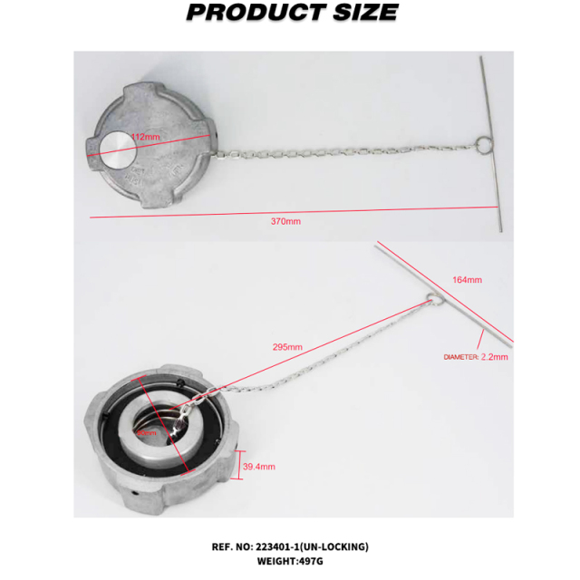 Aluminum Un-Locking Diesel Fuel Cap 3" - 1/4 Turn Fuel Tanks Cover Replacement Parts