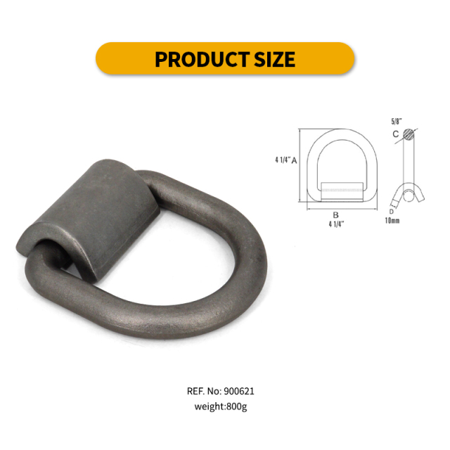 Heavy Duty Weld-On Forged D Ring 18000 Pounds Break Strength for Trailers Trucks and Cargo Tie Downs