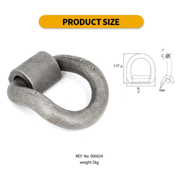 Heavy Duty Weld-On Forged D Ring 47600 Pounds Break Strength for Trailers Trucks and Cargo Tie Downs