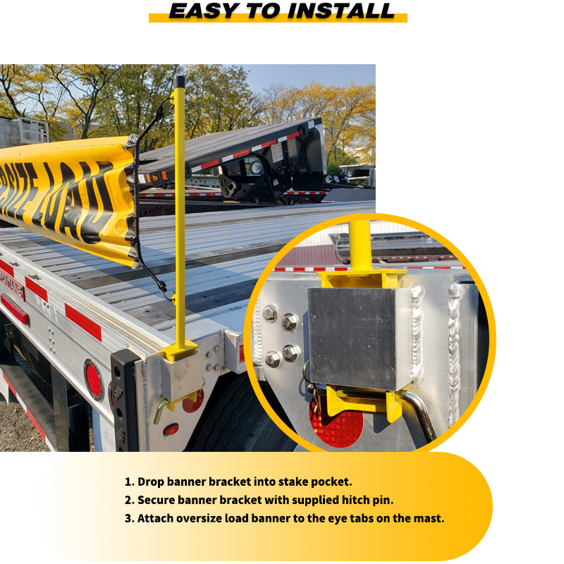 2 Trailer Stake Pocket Oversize Load Banner Mounting Bracket Flatbed Warning / Oversize Load Sign Banner Mounting