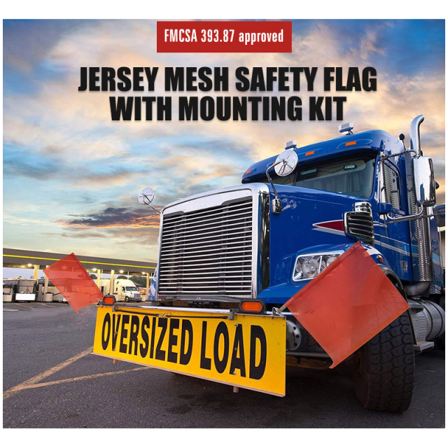 FMCSA 393.87 approved Polyester Mesh safety flag with mounting kit Safety flag with stainless steel rod