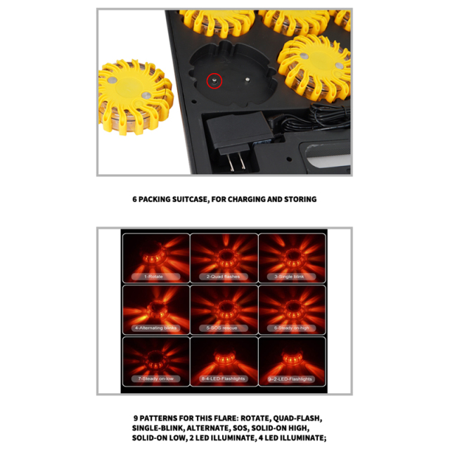 Rechargeable LED Waring Lights Kit LED Magnetic Emergency Light Safety Flare