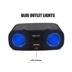 12V Twin Power Socket Two USB Ports Cigarette Lighter Splitter