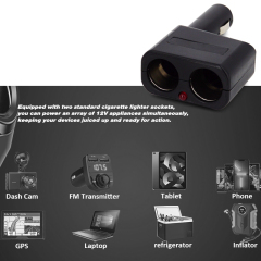 12V Twin Power Socket Cigarette Lighter Splitter