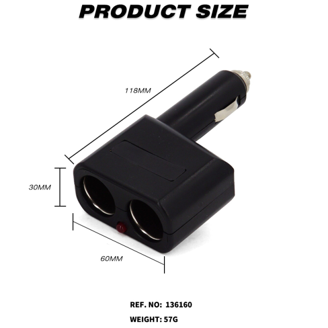 12V Twin Power Socket Cigarette Lighter Splitter