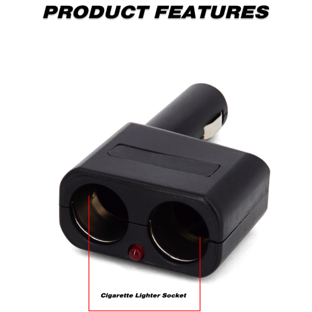 12V Twin Power Socket Cigarette Lighter Splitter