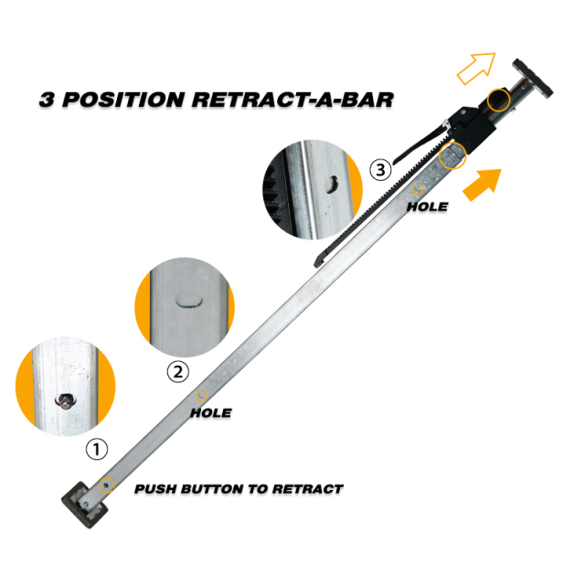 Heavy Duty Steel Load Lock Jack Bar Cargo Bar 3 position Retract-A-Bar