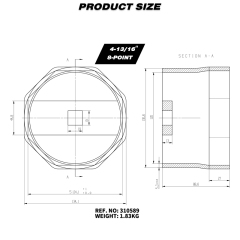 4-13/16" 8-Point Axle Nut Socket, 3/4" Drive