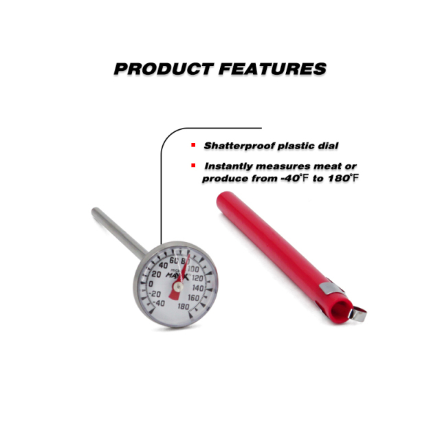 Thermometer For Meat Produce 1 inch Dial Pocket Thermometers Food Temperature