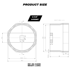 4-7/8" 8-Point Axle Nut Socket, 3/4" Drive