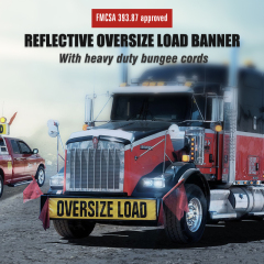 FMCSA 393.87 approved Silk screen print UV resistant Grade 4 Reflective Oversize Load Grommet Banners With Bungee Cords