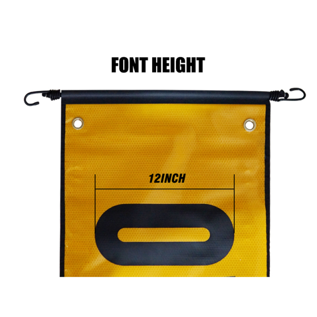FMCSA 393.87 approved Silk screen print UV resistant Grade 4 Reflective Oversize Load Grommet Banners With Bungee Cords