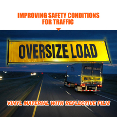 FMCSA 393.87 approved Silk screen print UV resistant Grade 4 Reflective Oversize Load Grommet Banners With Bungee Cords