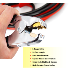 Jumper Cables 2 Gauge 20 Feet Heavy Duty Booster Cables with Carry Bag Jump Start Dead or Weak Batteries for Car