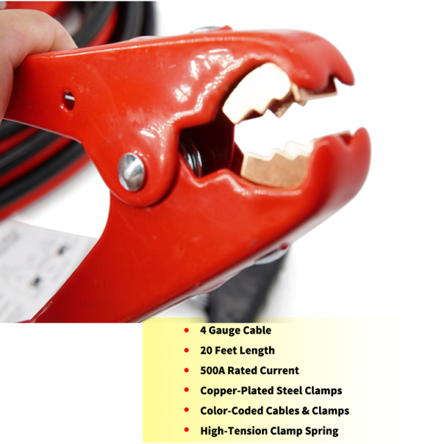 Jumper Cables 4 Gauge 20 Feet Heavy Duty Booster Cables with Carry Bag Jump Start Dead or Weak Batteries for Car