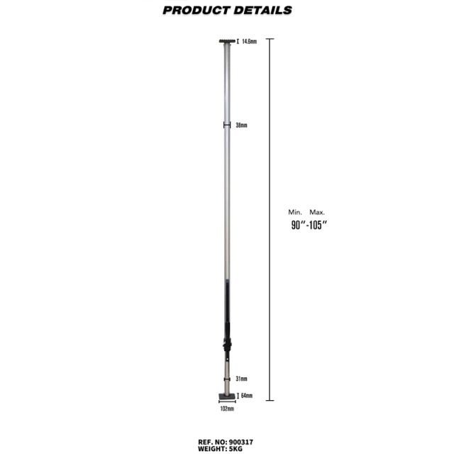 Heavy Duty Aluminum Round Tube Cargo Load Lock Bars 90" to 105"