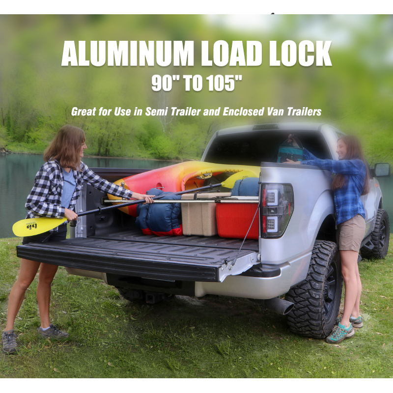 Heavy Duty Aluminum Round Tube Cargo Load Lock Bars 90" to 105"