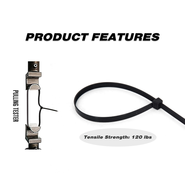 100 Pieces Heavy Duty 120lbs 15.5-inch Black Nylon Zip Ties Industrial Strength Cable Ties