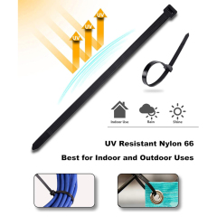 100 Pieces Heavy Duty 50lbs 14.5-inch Black Nylon Zip Ties Industrial Strength Cable Ties