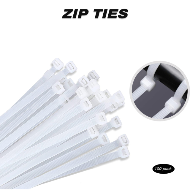 100 Pieces Heavy Duty 50lbs 14.5-inch White Nylon Zip Ties Industrial Strength Cable Ties
