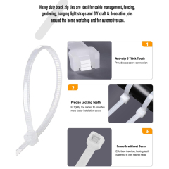 100 Pieces Heavy Duty 50lbs 14.5-inch White Nylon Zip Ties Industrial Strength Cable Ties
