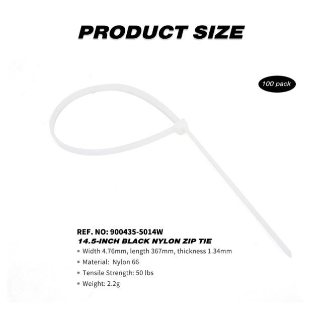 100 Pieces Heavy Duty 50lbs 14.5-inch White Nylon Zip Ties Industrial Strength Cable Ties