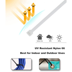 100 Pieces Heavy Duty 50lbs 14.5-inch White Nylon Zip Ties Industrial Strength Cable Ties