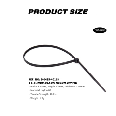 100 Pieces Heavy Duty 40lbs 11.4-inch Black Nylon Zip Ties Industrial Strength Cable Ties