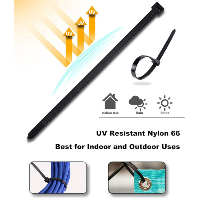 100 Pieces Heavy Duty 50lbs 7.4-inch Black Nylon Zip Ties Industrial Strength Cable Ties