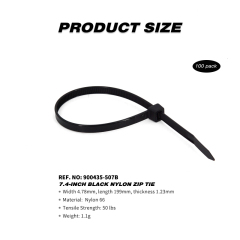 100 Pieces Heavy Duty 50lbs 7.4-inch Black Nylon Zip Ties Industrial Strength Cable Ties