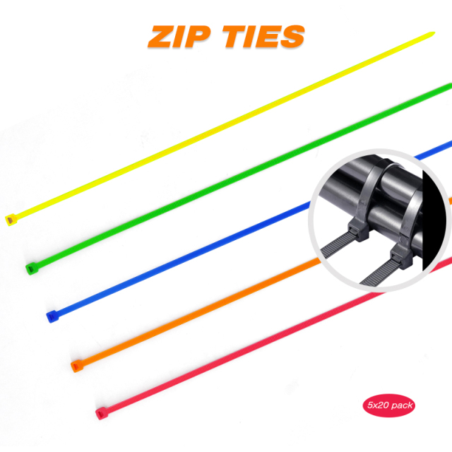 100 Pieces Heavy Duty 50lbs 14.5-inch Color Nylon Zip Ties Industrial Strength Cable Ties
