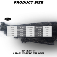 100 Pieces Heavy Duty 4 Black Nylon Zip Ties mixed Industrial Strength Cable Ties