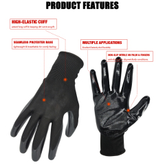 Nitrile Latex Dip Glove Rubber Latex Coated for Work Construction