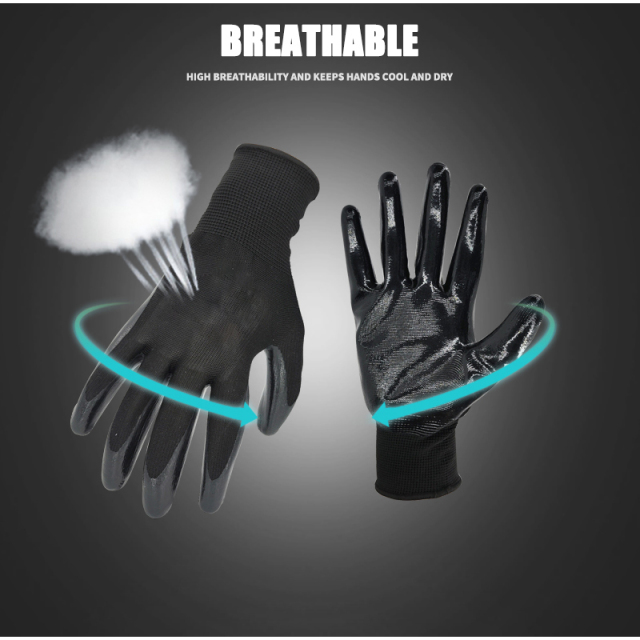 Nitrile Latex Dip Glove Rubber Latex Coated for Work Construction