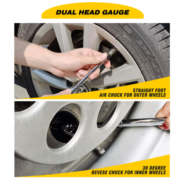 Dual Head Truck Tire Pressure Gauge 10-150PSI