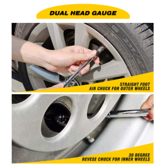 Dual Head Black Painting Truck Tire Pressure Gauge 10-150PSI