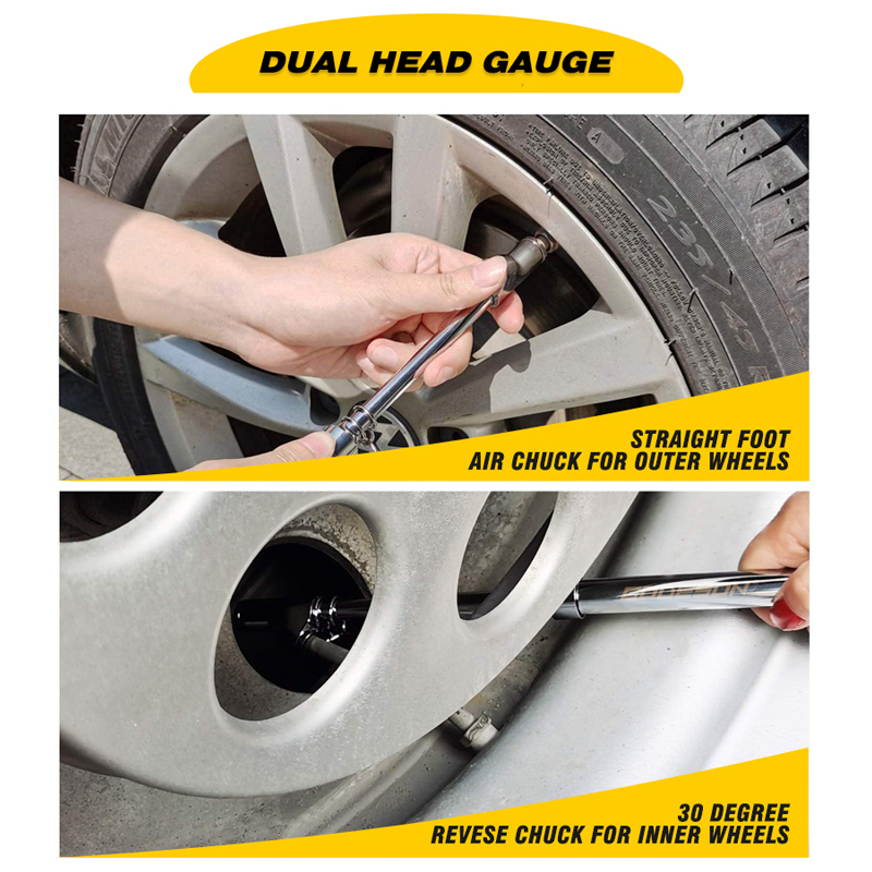 Tire Pressure Gauge Black Painting Dual Head Truck Tire Pressure Gauge 10-160PSI