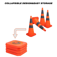 28 inch Collapsible Traffic Cones with LED Light Safety Cones with Reflective Collars