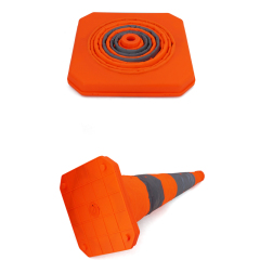 18 inch Collapsible Traffic Cones with LED Light Safety Cones with Reflective Collars