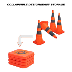 18 inch Collapsible Traffic Cones with LED Light Safety Cones with Reflective Collars
