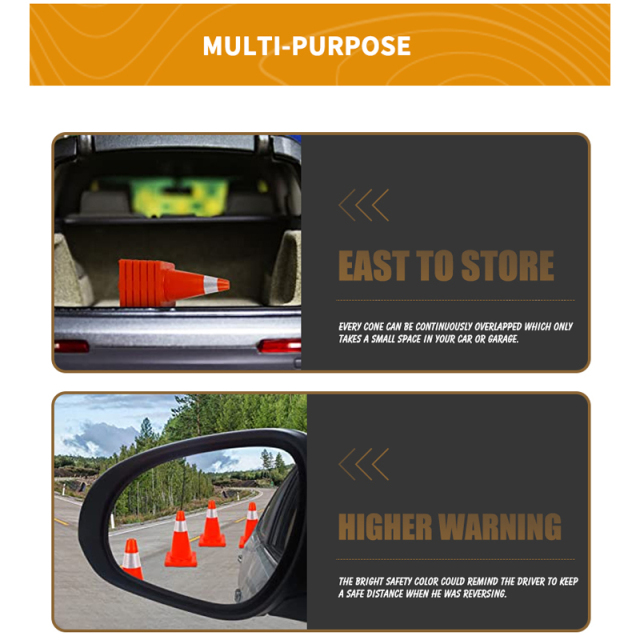 28 Inch Traffic Safety Cones with Reflective Collars PVC Orange Construction Cone for Home Road Driveway Parking