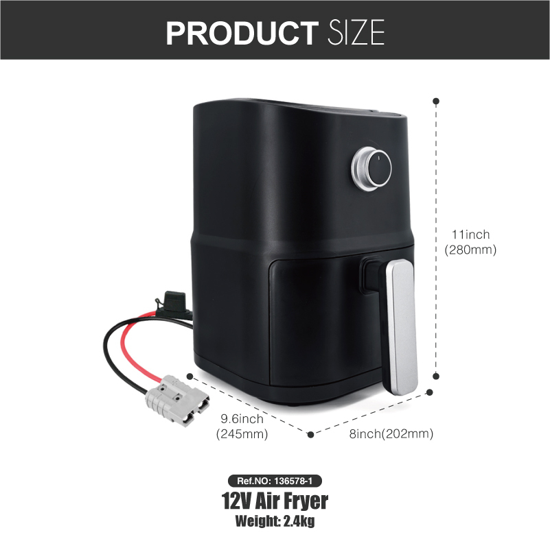 12V 250W Portable 3L Camping Travel Oil Free Cooking Oven Car Air Fryer