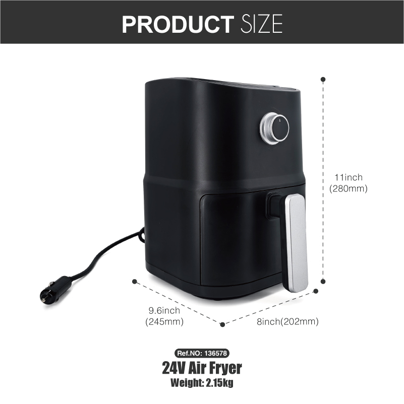 24V 250W Portable 3L Camping Travel Oil Free Cooking Oven Truck Electric Car Air Fryer