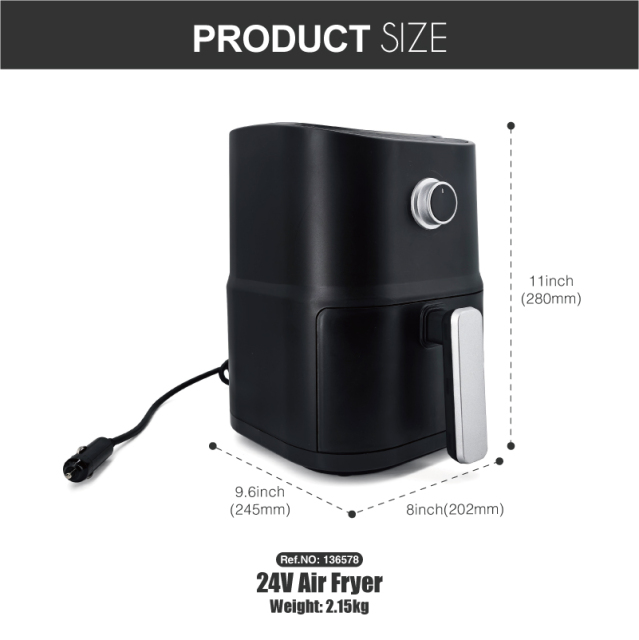 24V 250W Portable 3L Camping Travel Oil Free Cooking Oven Truck Electric Car Air Fryer