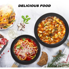 12V Portable Car Non-Stick Frying Cooking Pan Woodgrain Bakelite Handle for Camping