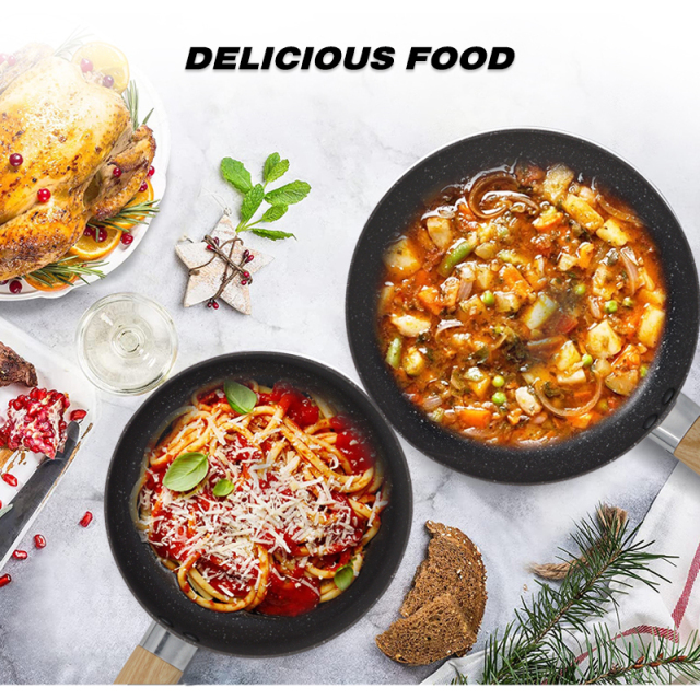 12V Portable Car Non-Stick Frying Cooking Pan Woodgrain Bakelite Handle for Camping